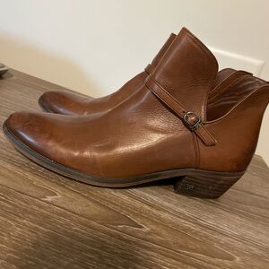 Sam Edelman Palmer Western Style Ankle Boots Size 7.5 Cognac Coastal Cowgirl